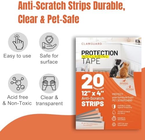 CLAWGUARD Cat and Dog Scratch Protector Tape, Door and Couch, 20 Strips