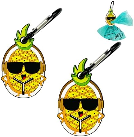 Poop Bags Clips for Leashes Silicon Dog Poop Bag Holder Dispenser Hands-free Poop Bag Holders for Leashes Dog Walking Accessories Dog Leash Attachment for Hanging Used Dog Waste Bags(Pineapple)