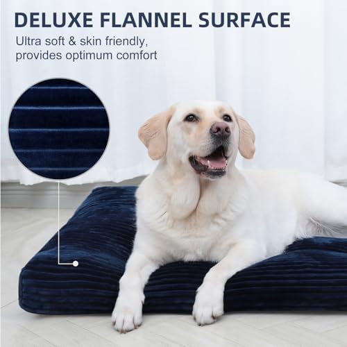 KSIIA Washable Dog Crate Bed Kennel Mat for Large Dogs,41 x 27 Inch, Blue
