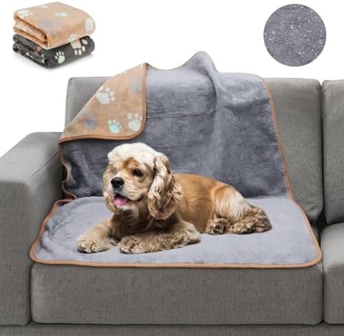 YUEPET Waterproof Dog Blankets, 2 Pack Washable Reversible Throw 40 x 30 in