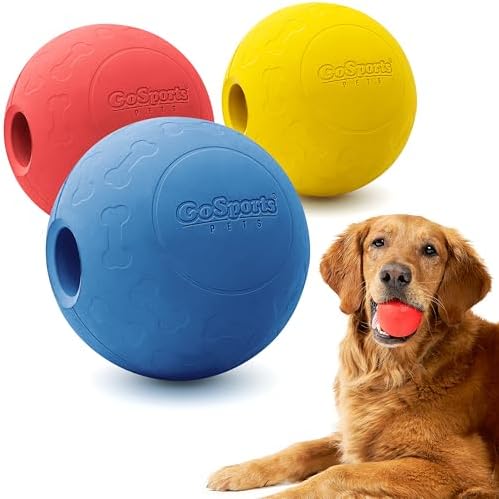 GoSports Pets Solid Rubber Dog Balls - Heavy Duty for Aggressive Chewers - 3 Pack, 2.5 Inch