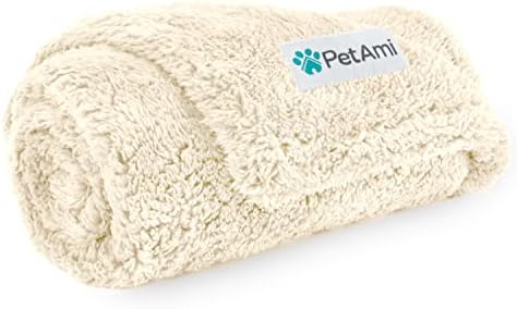 PetAmi Fluffy Sherpa Waterproof Dog Blanket for Small Pet Cat, 24x32 Beige