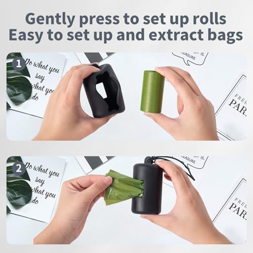 3Pack Dog Poop Bag Holder for Leash,Integrated Molding Soft Plastic Pet Waste Bag Dispenser with Elastic Loop Protable Doggie Poop Bag Dispensers (Black+Brown+Grey)