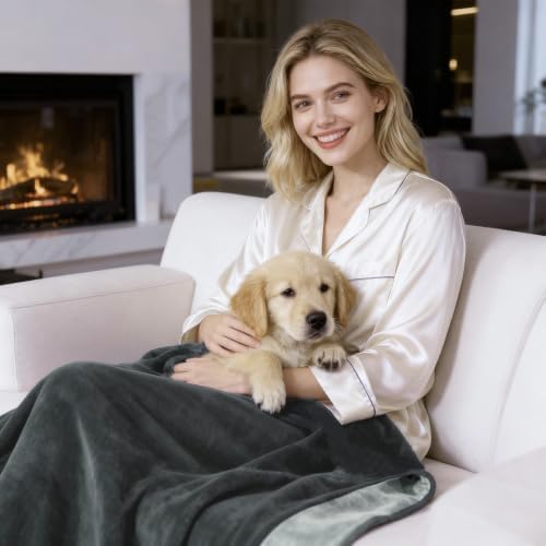 QiyI Reversible Waterproof Blanket for Bed Couch Sofa, 40"x60", Grey