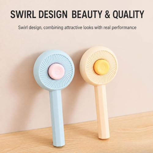 Self Cleaning Pet Slicker Brush, 184 Rounded Stainless Steel Pins, One Click Hair Release, Gentle Massage and Deshedding Comb for Cats and Dogs, Blue or Yellow