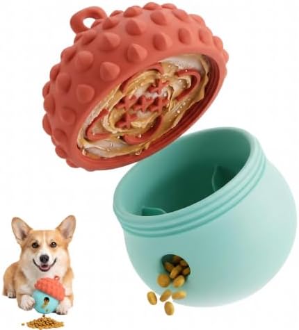 Dog Toy Treat Dispenser, Slow Feeder Puzzle (Reddish Blue)