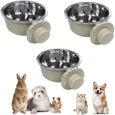 3 Pcs Crate Dog Bowl,Lightweight Stainless Steel Pet Bowls,Kennel Feeder