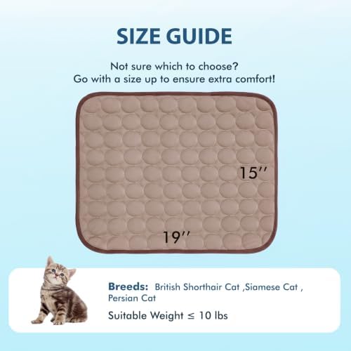 MICROCOSMOS Summer Cooling Mat & Sleeping Pad- Water Absorption Top, Materials Safe, Easy Carry, EZ Clean. Keep Cooling for Pets, Kids and Adults.(Brown, 19" x 15")