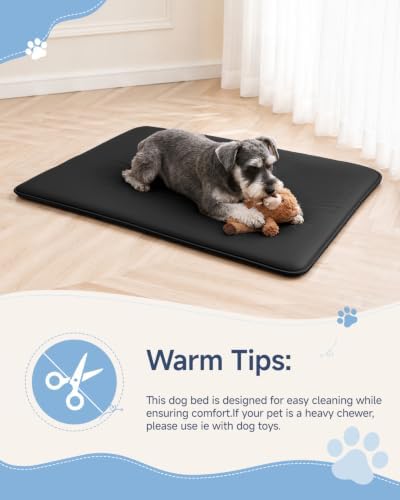 Dog Crate Pad Mat, Waterproof Wipeable Kennel Bed, 35x22, Black