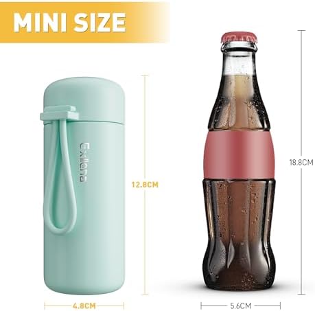 Mini Water Bottles 5oz Pack of 3, Small Insulated Water Bottles for Hot&Cold Drinks, Water Bottle Purse with Carry Handle - 100% Leakproof, Winter Essential for Hot Drinks (Mint+Pink+Yellow)
