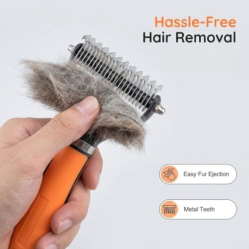 Dual-Sided Pet Grooming Comb for Dogs & Cats, 2026 New 2‑in‑1 Professional Pet Grooming Brush Deshedding Dog Brush, Dematting Comb Undercoat Rake for Dogs Long Haired Pet Grooming Tool (1, Green)
