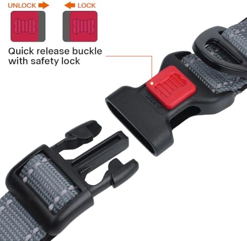 Taglory Reflective Extra Large Dog Collar, Comfortable for Safe Night Walks