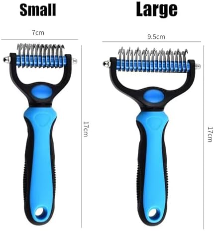 Pet Grooming Tool, Double Sided Undercoat Rake & Dematting Comb for Dogs and Cats, Deshedding Grooming Comb Fur Brush, Double Sided Shedding Brush