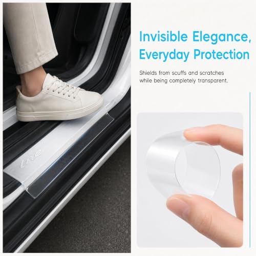 Clear Car Door Sill Protector, Anti-Scratch Paint Protection Film (PPF) Tape, Universal Wear-Resistant Strip for Door Edge Guards