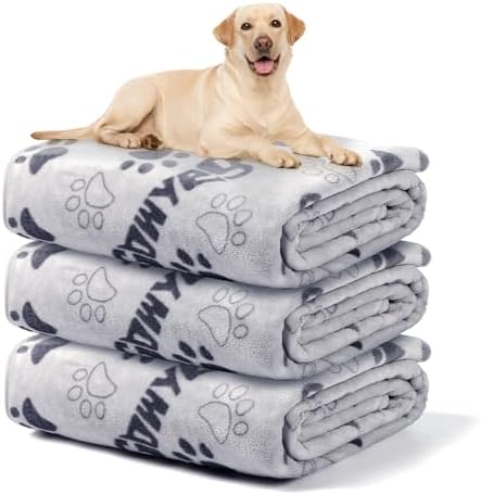 Blanket for Large Dogs Soft Reversible Cute Paw 40"x31" 3 Pack