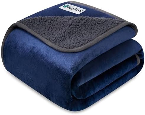 PetAmi Waterproof Dog Blanket Puppy Cat Large Couch Cover, 40x60 Navy/Grey