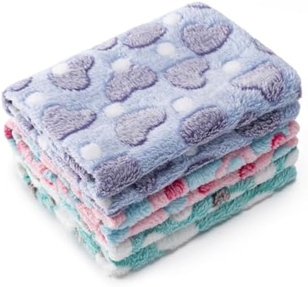 1 Pack 3 Blankets for Dog Puppy Cat (Medium 30x20'', Purple, Pink, Green)