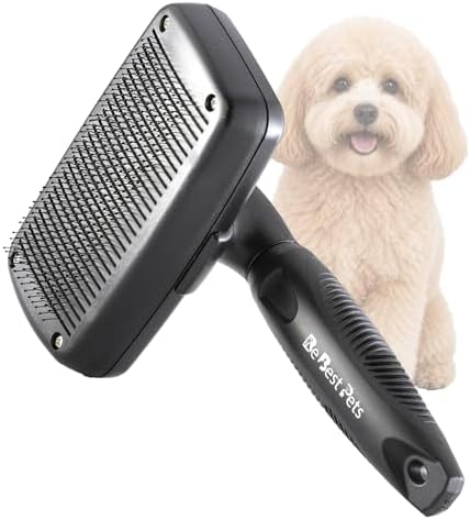 Be Best Pets Slicker Brush for Dogs & Cats - Self-Cleaning, Shedding Tool