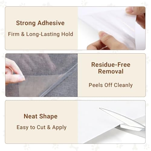 Anti Cat Scratch Furniture Protector - 12Pcs Large, 17.7 * 12in, Clear Sofa Protector from Cat Scratching, Door Protector from Dog Scratching, Self-Adhesive - 50 Pins