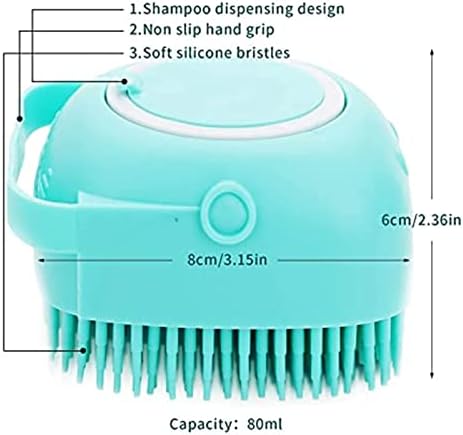 Dog Bath Brush Comb Rubber Grooming Silicone Puppy Massage Hair Fur Cleaning Soft Shampoo Dispenser (blue)(Pink)