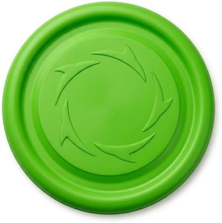 2-in-1 Flying Disc & Slow Feeder Dog Toy - 9.6" Large Floating Aerodynamic Frisbee, Durable Soft Rubber Chew Toy for Fetch, Water Play & Training (Green)