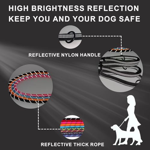 ZALER Short Dog Leash, 26 Inches Rope Traffic Leashes for Dogs, Reflective Dog Lead with O-Ring, Heavy Duty Pet Leash for Large and Medium Dogs (26'' Orange)