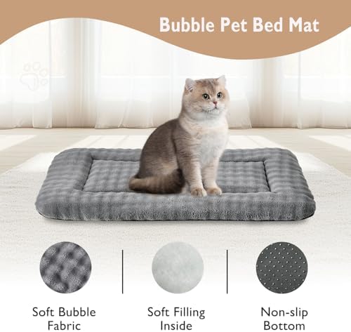 Pet Bed Mat Crate Pad for Cats Small Dogs, Grey, 24"x 18"