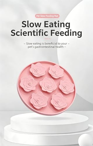 52-Cup Silicone Slow Feeder Mat, Flower Maze Anti-Gulping Lick Pad