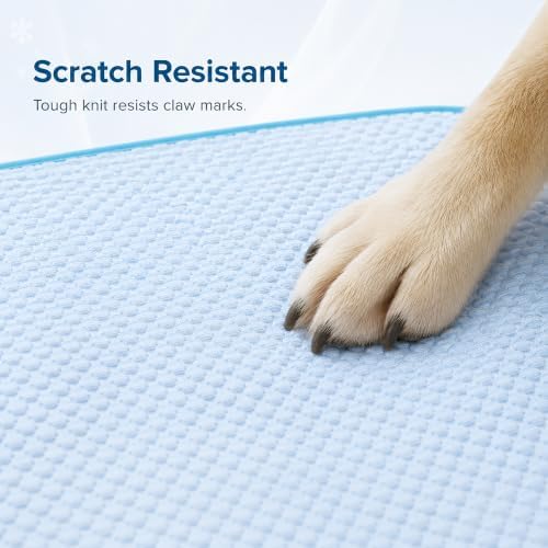 Pet Cooling Mat for Dogs & Cats – Ice-Silk Breathable Washable Foldable Cooling Blanket, Durable Portable Non-Slip Dog Bed for Crate, Kennel, Car & Outdoor Use, Blue 27.6 x 21.6in Medium