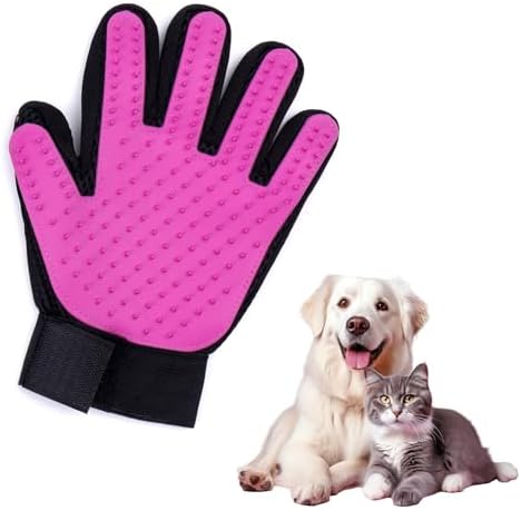 Dog Bath Gloves - Silicone Hair Removal Gloves for Dogs, Cats - Pet Grooming Mittens for Shedding, Bathing,Massaging. Flexible, Comfortable Adjustable Strap. for All Hair Types (Purple)