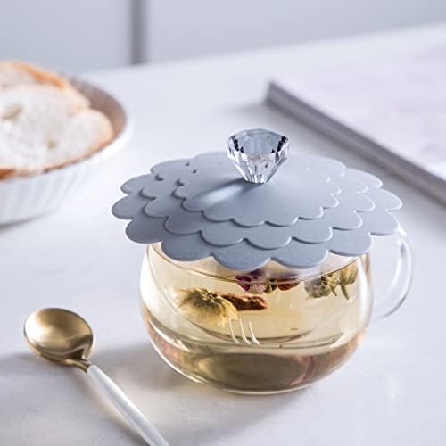 Colinda Extra Large Silicone Mug Cover - Airtight Lid for Tea, Coffee, Glass, Wine & Hot Cups, Food Grade, Anti-Dust & Bugs, White