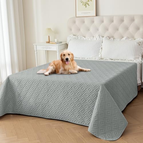 2026 Waterproof Dog Bed Blanket (82"x102") Comfy Couch Sofa Mat for Dog Pets with Anti-Slip Back, Universal Incontinence Lightweight Liner Pad for Furniture Car Picnic etc Durable Washable, Light Grey