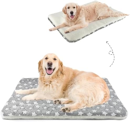 Mora Pets Dog Crate Pad Bed Ultra Soft Pet Mat Star Print Grey 41 x 29 Inch