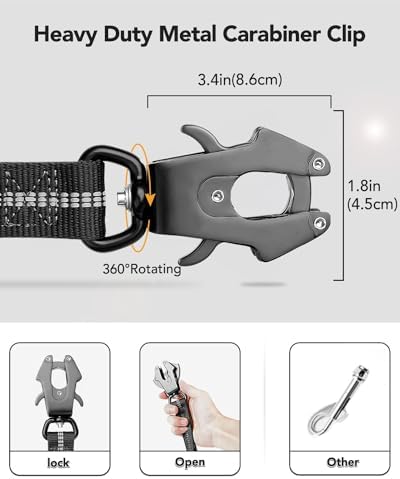 Joytale Tactical Bungee Dog Leash, Shock Absorbing No Pull, Black