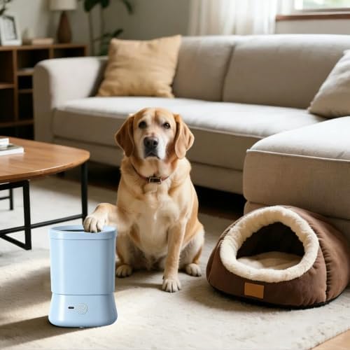 YuEany Electric Dog Paw Cleaner, Rechargeable Automatic Paw Washer with 360° Soft Silicone Bristles, Portable Pet Foot Cleaner for Small Medium Large Dogs Cats (Blue)