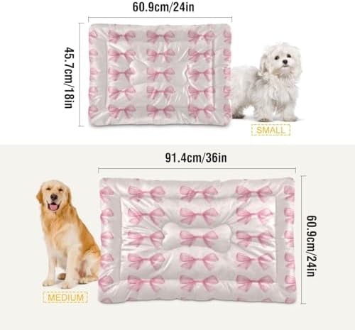 Bow Tie Anti-Slip Washable Dog Crate Mat - Soft Pet Pad Kennel Bed for Small Dogs and Cats