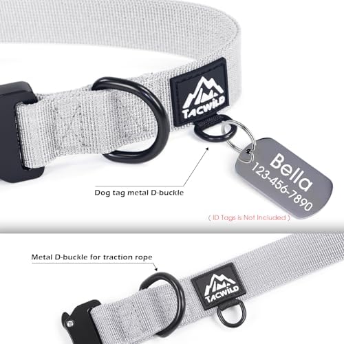Dog Collar for Large Medium Small Dogs Leash Harness(Light Grey, 2XL)