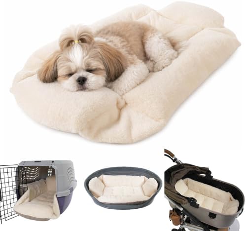 Dog Crate Cushion ComfortNest, Faux Fur, Ivory, S