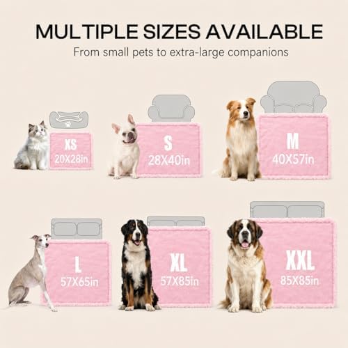 Pink Calming Pets Blanket 85x57in Fleece Dogs Blankets Fluffy Cats Sherpa Waterproof Bed Couch Covers Puppy Leakproof Sofa Mats Washable Warm-XL