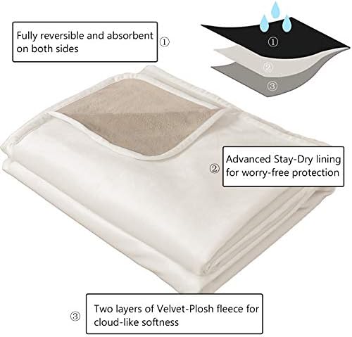 Ameritex Pet Bed Blanket Reversible 100% Waterproof Velvet Super Soft for Sofa and Bed (82x82 Inches, Cream+Beige)