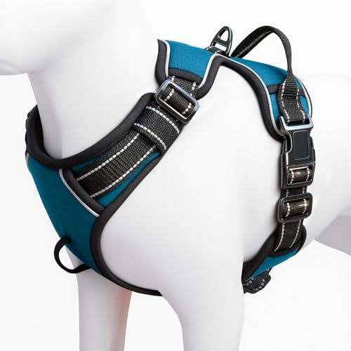 No Pull Dog Harness, No-Choke Soft Padded Reflective Dog Vest Harness with Front Clip & Top Handle, 2 Quick-Release Buckles, Adjustable for Small Medium Large Dogs