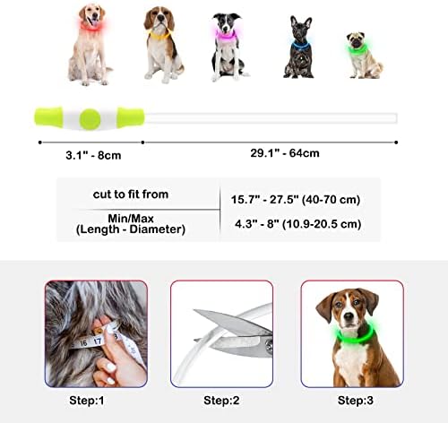 Light Up Dog Collar, USB Rechargeable, LED, Green