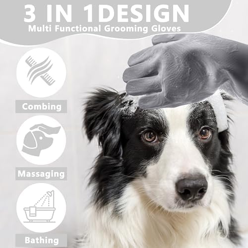 Pet Grooming Gloves—Dog Washing Gloves with High-Density Teeth