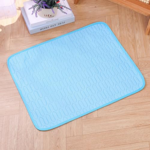 Dog Cooling Mat 2026 Upgraded Self-Cooling Pet Pad, Ice Silk Arc-Chill Cooling Mat for Dogs & Cats, Washable Portable Foldable, Q-Max>0.4 for Indoor Outdoor Car Seats, Blue, 28x22 in