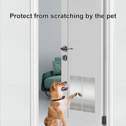 Dog Door Protector from Scratching, Steel Guard, Brushed Silver 8"x16"