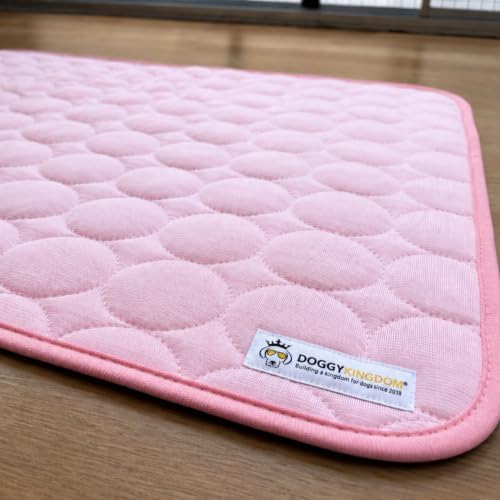 Doggykingdom Cooling Mat for Dogs – Ice Silk Self-Cooling Pet Pad for Dogs & Cats, Breathable Washable Cooling Pad for Crate, Kennel, Car & Floor, Summer Sleeping Mat, No Water Needed, Pink, Medium