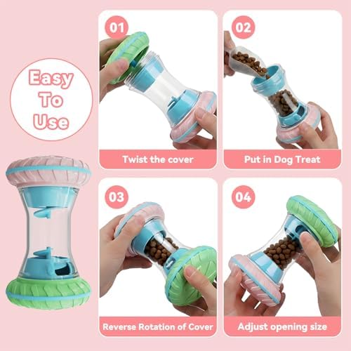 MateeyLife Interactive Dog Puzzle Toy, Adjustable Treat Dispensing Slow Feeder for IQ Training, Silent 40dB Quiet Roller for Small Medium Dogs, Boredom Relief Enrichment Toys to Keep Them Busy