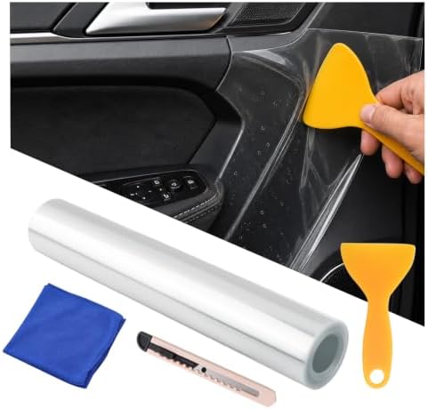 9.84 Ft×7.87 Inch Car Door Protector for Dogs,Clear Invisible Anti-Scratch Car Door Edge Guards with Knife/Scraper/Towel,Waterproof Clear Protective Film for Cars/Truck/SUV