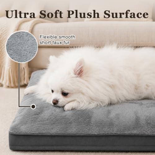 NUPIDA Waterproof Medium Dog Bed for Crate with Washable Cover, 29x18, Grey