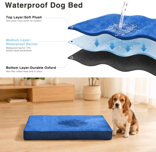 NUPIDA Waterproof XL Extra Large Dog Crate Bed with Washable Cover, 41x27
